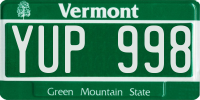 VT license plate YUP998
