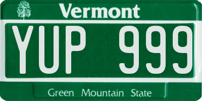 VT license plate YUP999