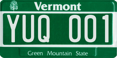 VT license plate YUQ001