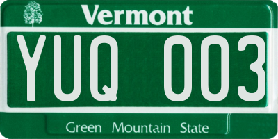 VT license plate YUQ003