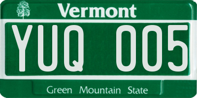 VT license plate YUQ005