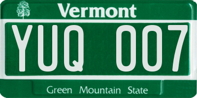 VT license plate YUQ007