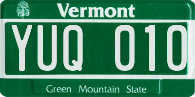 VT license plate YUQ010