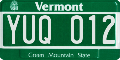 VT license plate YUQ012