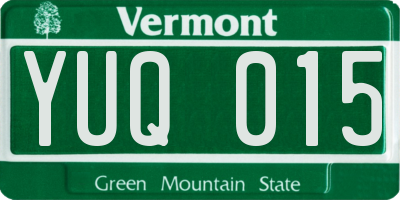VT license plate YUQ015