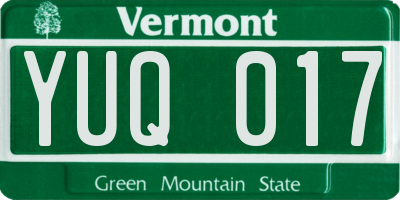 VT license plate YUQ017