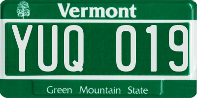 VT license plate YUQ019