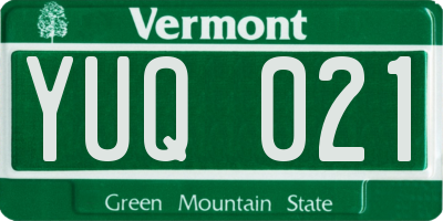 VT license plate YUQ021