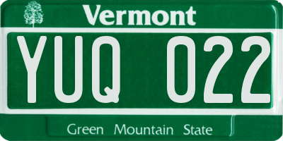 VT license plate YUQ022