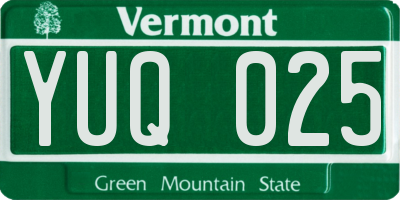VT license plate YUQ025