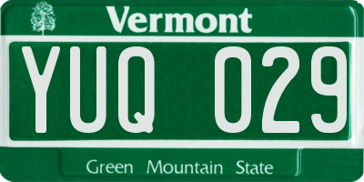 VT license plate YUQ029
