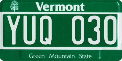 VT license plate YUQ030