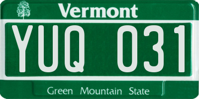 VT license plate YUQ031