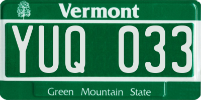 VT license plate YUQ033