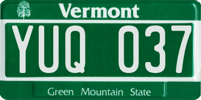 VT license plate YUQ037