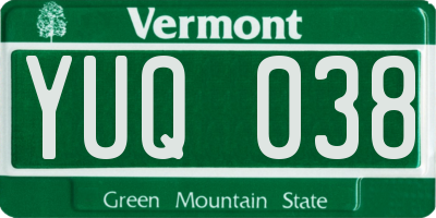 VT license plate YUQ038