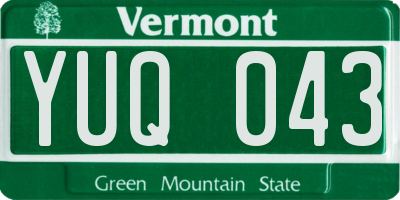 VT license plate YUQ043