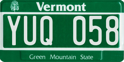 VT license plate YUQ058