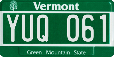 VT license plate YUQ061
