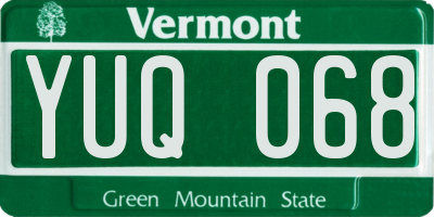 VT license plate YUQ068