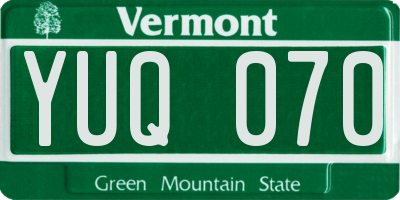 VT license plate YUQ070