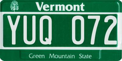 VT license plate YUQ072