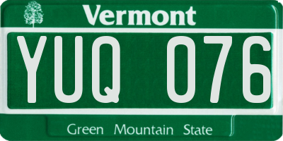 VT license plate YUQ076