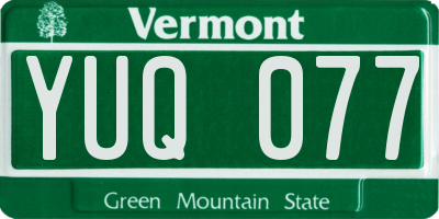 VT license plate YUQ077