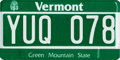 VT license plate YUQ078