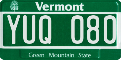 VT license plate YUQ080