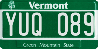 VT license plate YUQ089