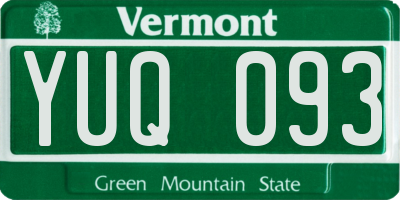 VT license plate YUQ093