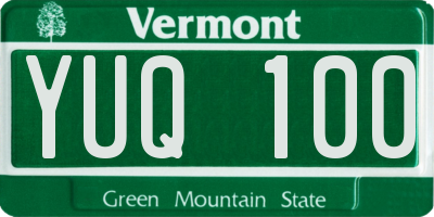 VT license plate YUQ100