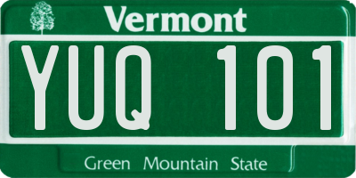 VT license plate YUQ101
