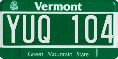 VT license plate YUQ104