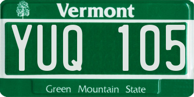 VT license plate YUQ105