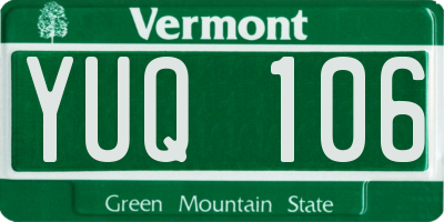 VT license plate YUQ106