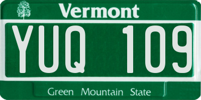 VT license plate YUQ109