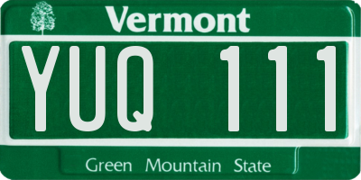 VT license plate YUQ111