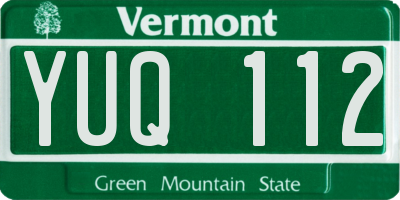 VT license plate YUQ112