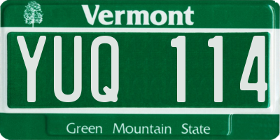 VT license plate YUQ114