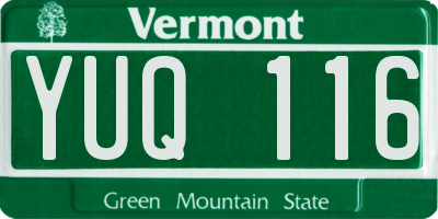 VT license plate YUQ116