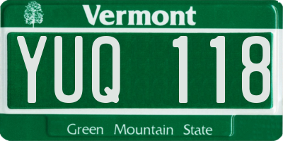 VT license plate YUQ118