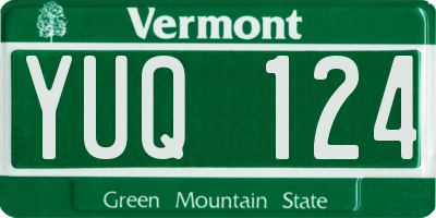 VT license plate YUQ124
