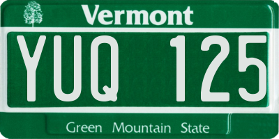 VT license plate YUQ125