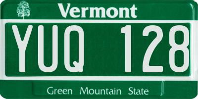 VT license plate YUQ128