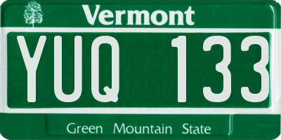 VT license plate YUQ133