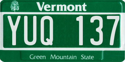 VT license plate YUQ137