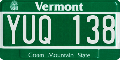 VT license plate YUQ138