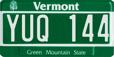 VT license plate YUQ144